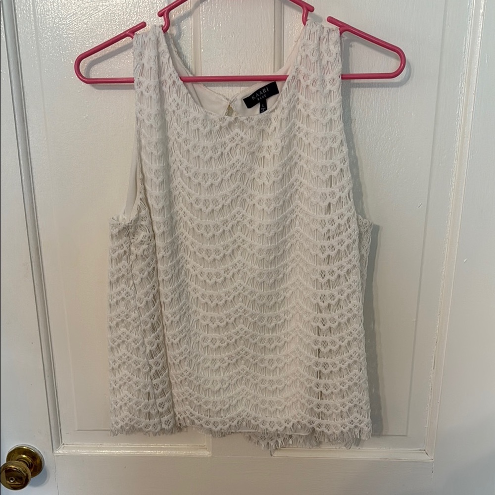 Kaari Blue White Boxy Sleeveless Tank Top